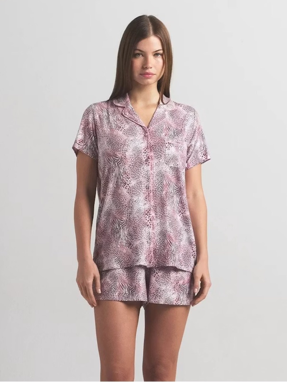 SKIMS Pink Animal-Print Short Pajama Set - Picture 2 of 4